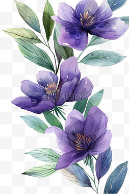 春天花朵免抠紫色花手绘元素