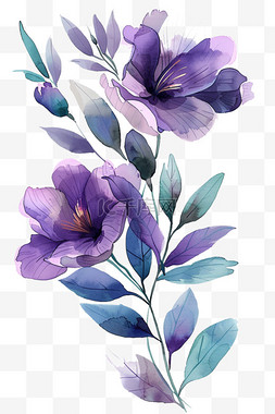 紫色的花朵图片_春天花朵紫色花手绘免抠元素