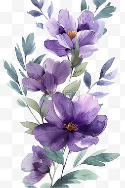 花朵紫色花春天免抠手绘元素