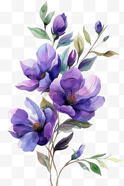 手绘花图片_花朵紫色花免抠手绘元素春天