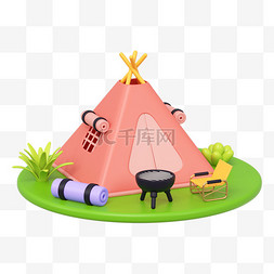 C4D立体露营帐篷设计