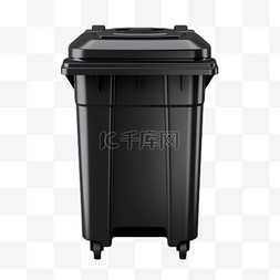 黑色垃圾桶图片_黑色垃圾桶元素立体免抠图案