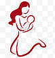 母亲节简约线条妈妈抱婴儿png图片