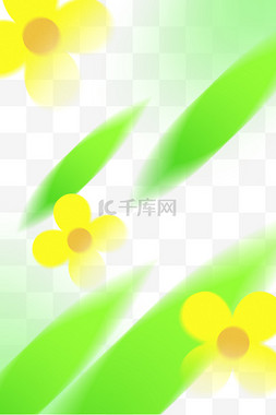 春季春天弥散风绿叶黄色花朵底纹