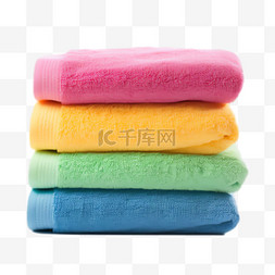 彩色毛巾图片_毛巾彩色元素立体免抠图案