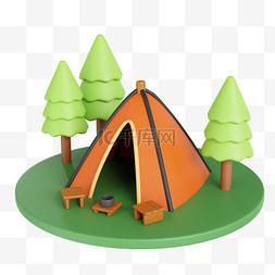 3D立体踏青露营帐篷设计图