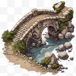 河流logo图片_石桥河流元素立体免抠图案