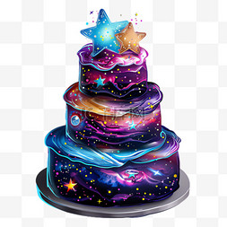 星空蛋糕元素立体免抠图案