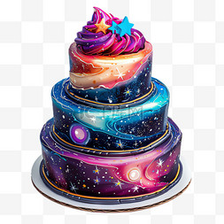 星空图片_星空蛋糕元素立体免抠图案