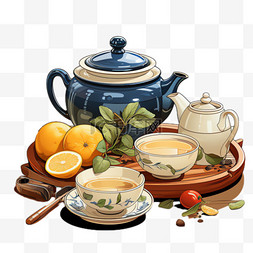 茶图片_茶品水果元素立体免抠图案