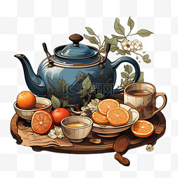茶图片_茶品水果元素立体免抠图案