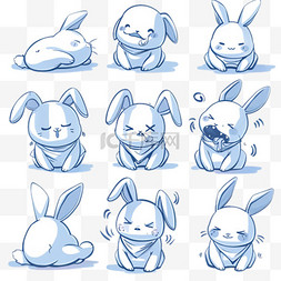 兔子图片_可爱卡通萌宠蓝色小兔子表情包设