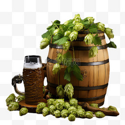 啤酒图片_酒桶啤酒元素立体免抠图案