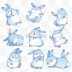 兔子图片_可爱卡通萌宠蓝色小兔子表情包免