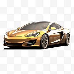 金色汽车元素立体免抠图案