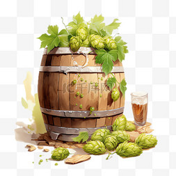 啤酒图片_酒桶啤酒元素立体免抠图案