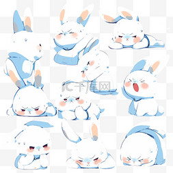 兔子图片_可爱卡通萌宠蓝色小兔子表情包元
