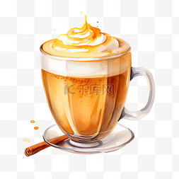 奶油咖啡元素立体免抠图案