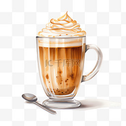 奶油咖啡元素立体免抠图案