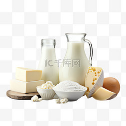 奶酪免抠素材图片_牛奶奶酪元素立体免抠图案