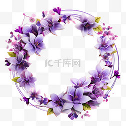 立体花环图片_紫色花环元素立体免抠图案
