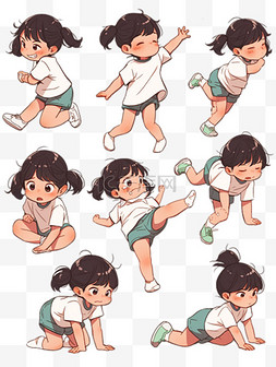 卡通可爱萌萌的运动小女孩表情包