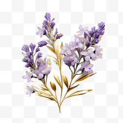 紫花金叶元素立体免抠图案