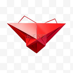 红色折纸元素立体免抠图案