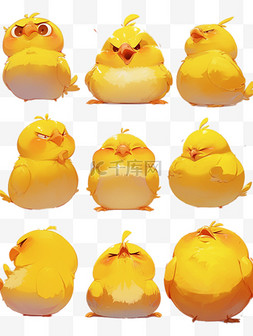 可爱卡通萌宠黄色小鸟表情包设计