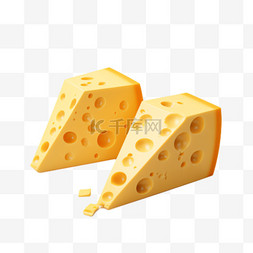 奶酪免抠素材图片_奶酪切块元素立体免抠图案