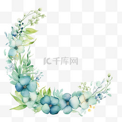 蓝花花环元素立体免抠图案