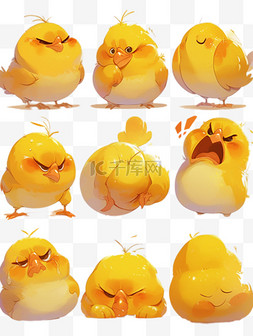 小鸟表情图片_可爱卡通萌宠黄色小鸟表情包元素