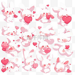 图片_可爱卡通萌宠粉色小兔子和爱心表