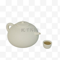 健康家居生活图片_茶壶茶杯黄茶立体简约家居生活免