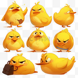 鸭子表情包图片_可爱卡通萌宠黄色小鸭子表情包PNG