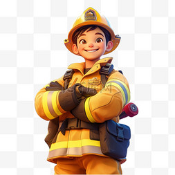 卡通人物图片_五一劳动节消防员3D人物形象素材