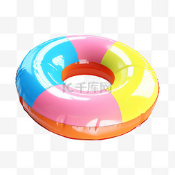 彩色游泳圈元素立体免抠图案