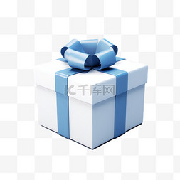 蓝色礼盒元素立体免抠图案
