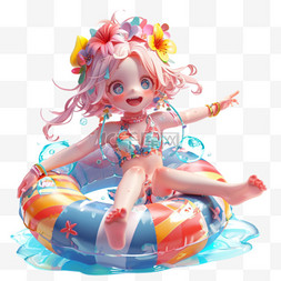 夏季可爱的小女孩游泳圈设计