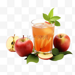 苹果图案png图片_苹果果汁元素立体免抠图案
