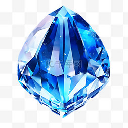 钻石免抠图片_蓝色钻石元素立体免抠图案