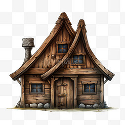 木制房子元素立体免抠图案