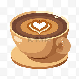 咖啡图片_卡通手绘扁平一杯咖啡棕色图标图