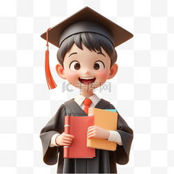 毕业季图片_毕业季穿学士服的男孩3D人物设计