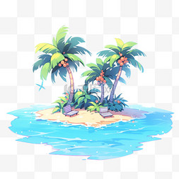 沙滩图片_夏日主题素材沙滩椰子树卡通