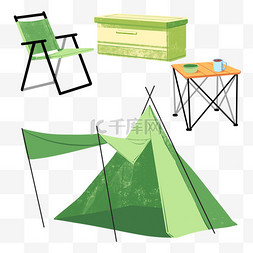 野外露营帐篷图片_夏季野外露营插画贴纸设计图