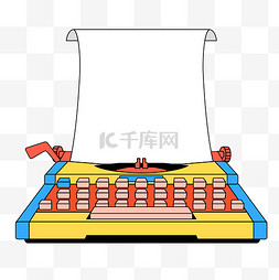 复古彩色描边打字机边框设计图