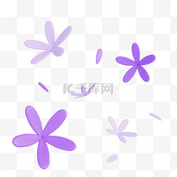 3D立体飘落紫色花朵免抠图片
