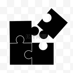 缺一块的拼图图片_团队合作黑色拼图拼块图片