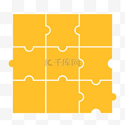 3d拼图分解图片_黄色拼块拼图边框免抠图片